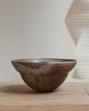 Load image into Gallery viewer, Brown wood fired ceramic bowl on a wooden surface with a neutral background

